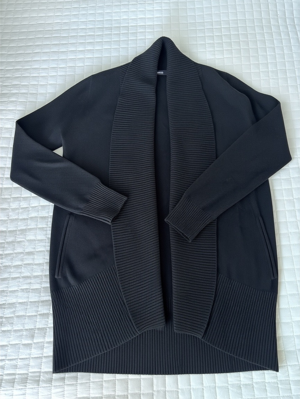 Quince 100% Mongolian Cashmere Open Shawl Cardigan Black XS (EUC)